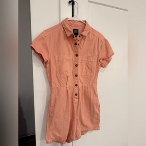 BDG Coral Button-Up Romper
